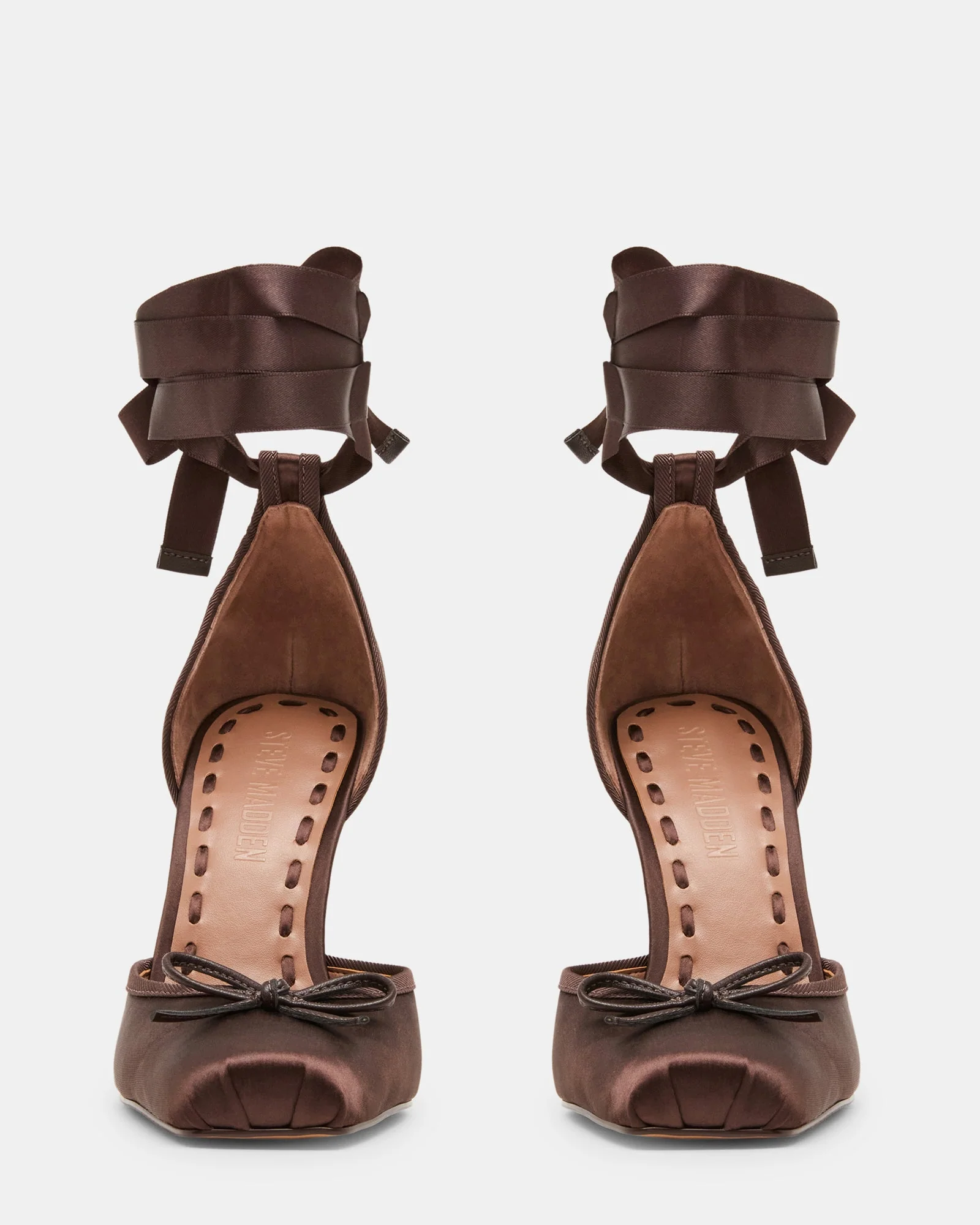 Larina Ballerina con Tacco Marrone Satin - Image 3
