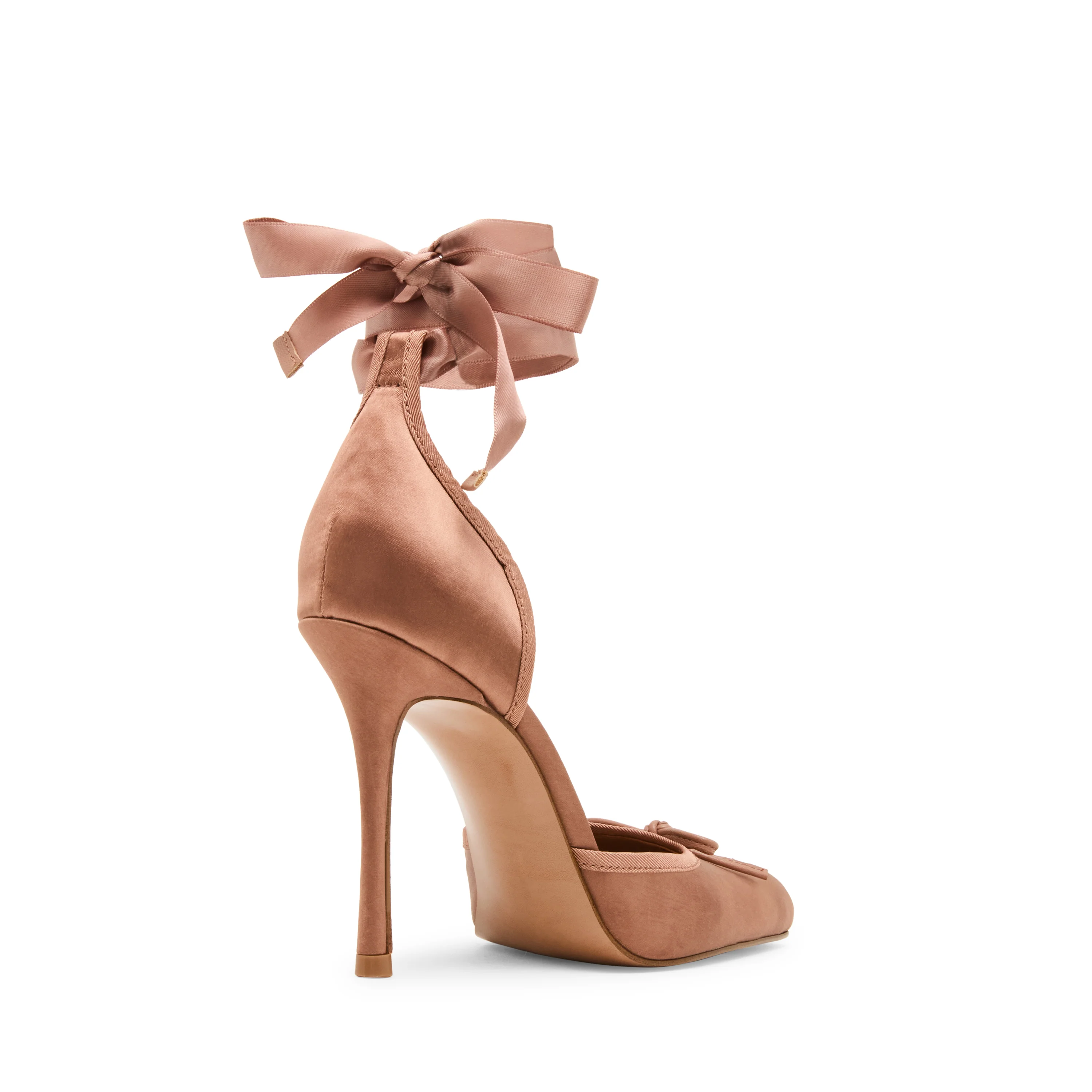 Larina Ballerina con Tacco Tan Satin - Image 5